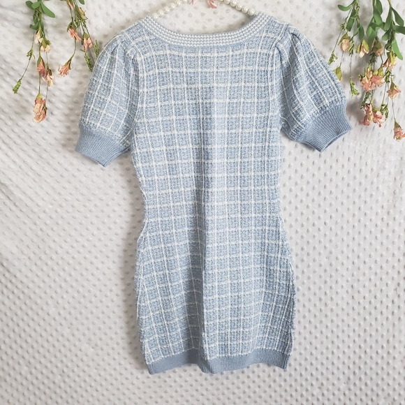 NWT Loveshackfancy Sailor Mini Dress Babybell Blue Size Small Tweed - Picture 11 of 11